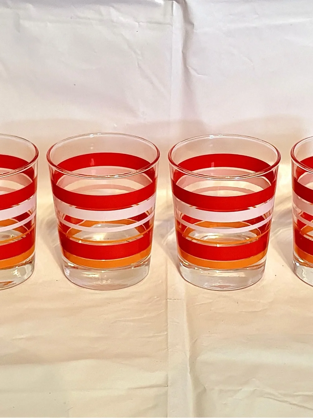 IKEA Paverka Mars Retro Mid Century Modern Striped Glass Cups 4 Pack 60s Style